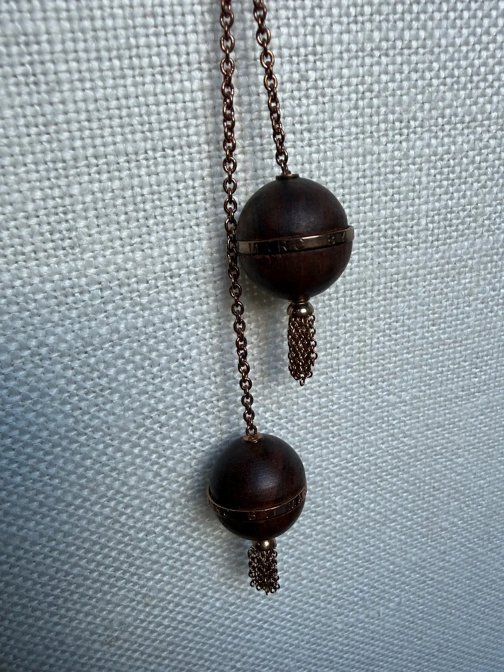 Marc by Marc Jacobs Long Rose Gold and Wood Tassel Necklace